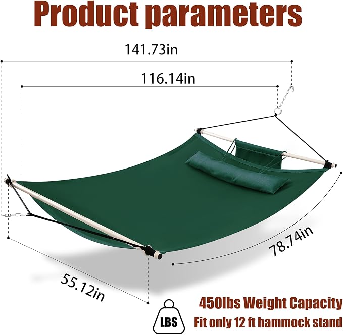 TegerDeger Anti-flip 12FT Hammock Large Hammock 450LB Capacity - Image 6