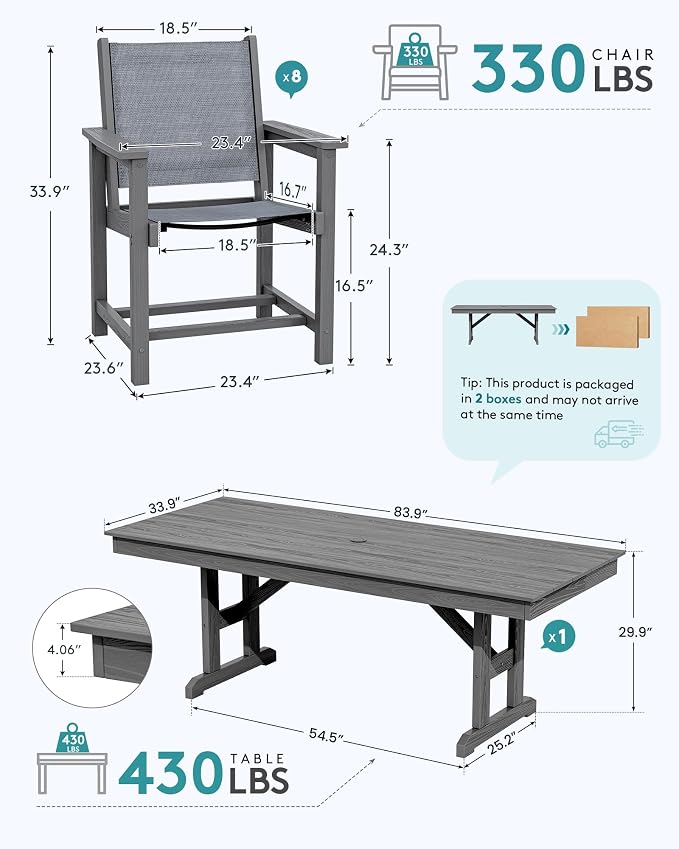 SERWALL 9 Piece Outdoor Dining Set - Image 2