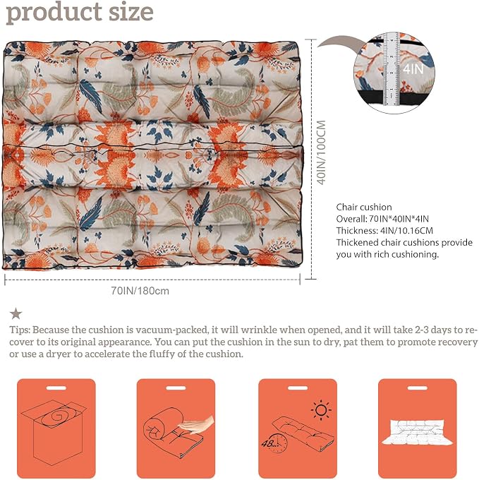 Outside Benches Cushion with Backrest, Thicken Waterproof Swing Cushions 2/3 - Image 3