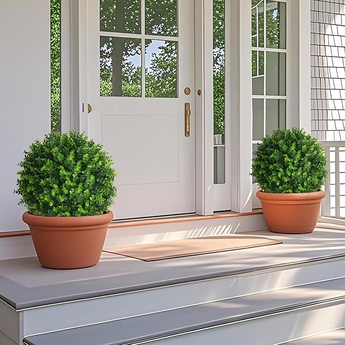 Artificial Topiary Tree with Eucalyptus, Fake Evergreen Tree - Image 4