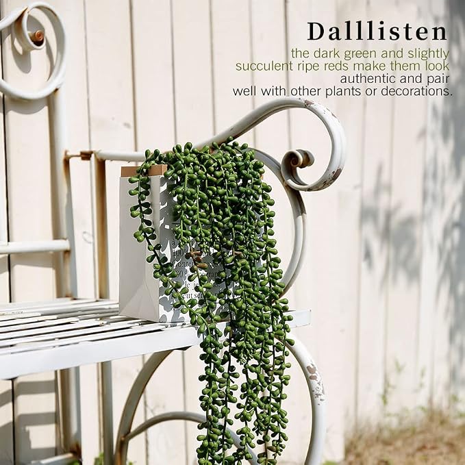 6 Pcs Artificial Succulents Hanging Plants, Fake String of Pearls Greenery - Image 6