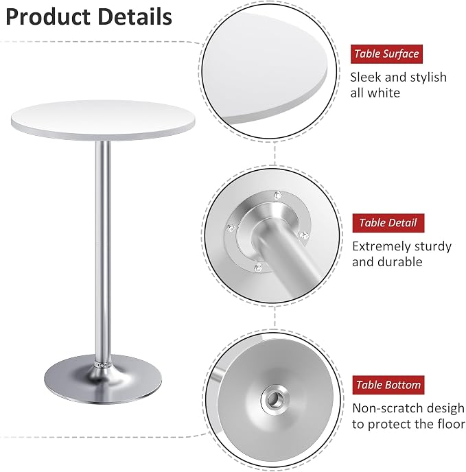 Furmax Bistro Pub Table Round Bar Height Cocktail Table - Image 4