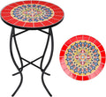 VCUTEKA Mosaic Outdoor Side Table, Living Room, Bistro Balcony or Lawn Red by VCUTEKA