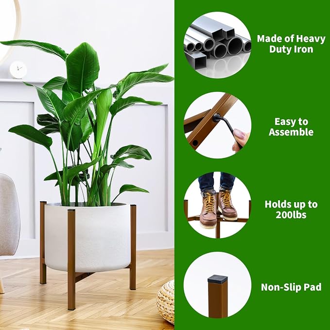 Airpark Plant Stand Indoor Adjustable, Metal Modern Plant Stand, Heavy Duty - Image 2