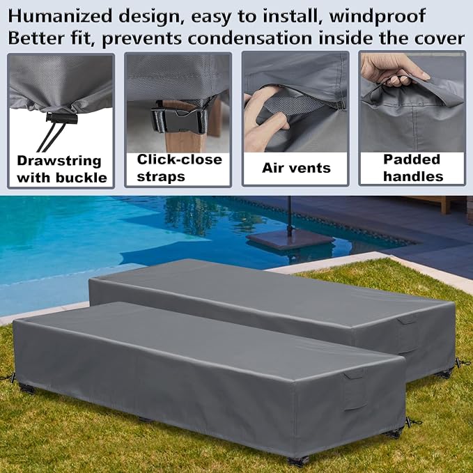 Patio Lounge Chair Covers 4 Pack Waterproof Outdoor chaise lounge cover 80" x - Image 6