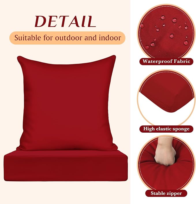 Hoteam 6 Set Outdoor Chair Cushions 20 x 20 Inch Patio Cushions Deep Seat - Image 3