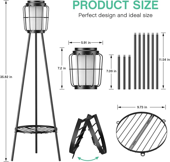 2 Pack Solar Lights with Plant Stand, Outdoor Floor Lamps, Waterproof Solar - Image 3