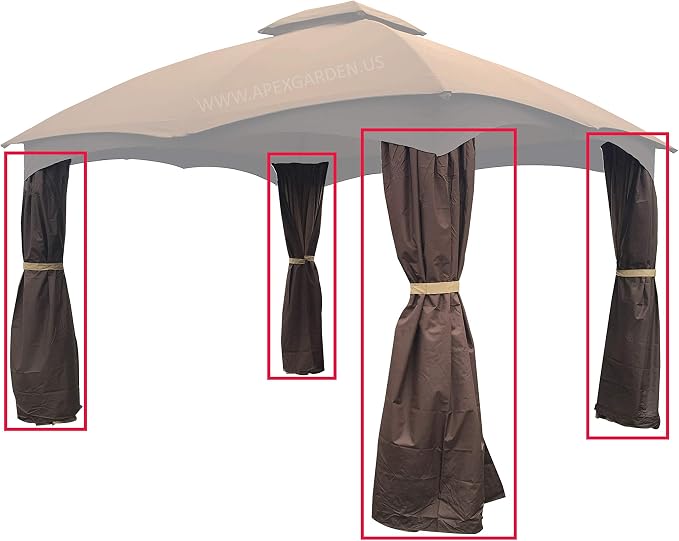 APEX GARDEN 4 Poles Brown Corner Curtain Set - Image 2