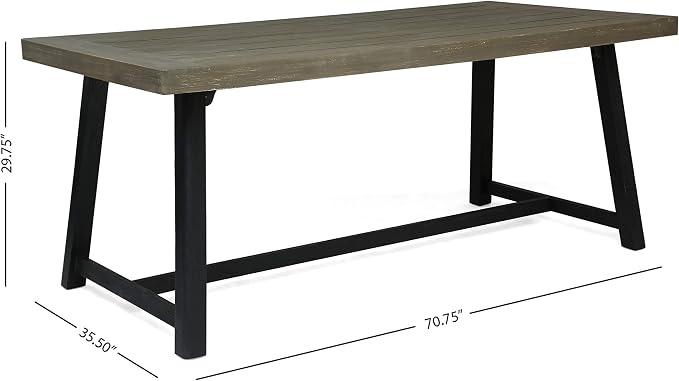 Christopher Knight Home Toby Outdoor Acacia Wood Dining Table, Sandblast Gray - Image 3