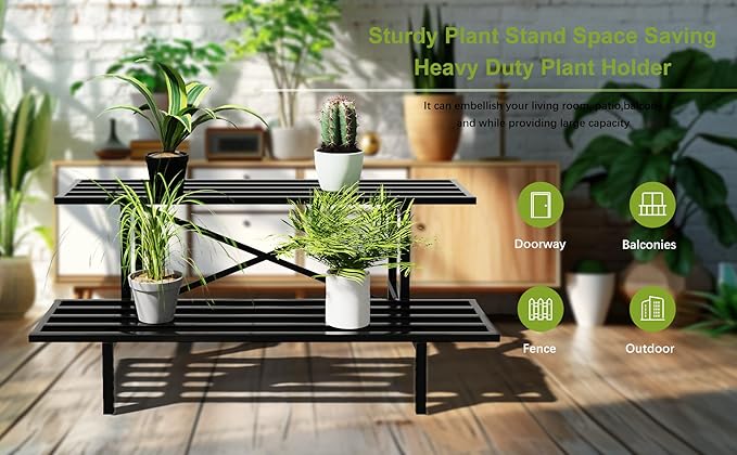 Zhongma 2 Tier Sturdy Metal Plant Stand Heavy Duty Plant Holder - Image 3