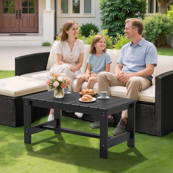 VINGLI Outdoor Coffee Table, HDPE Patio Coffee Table - Image 8