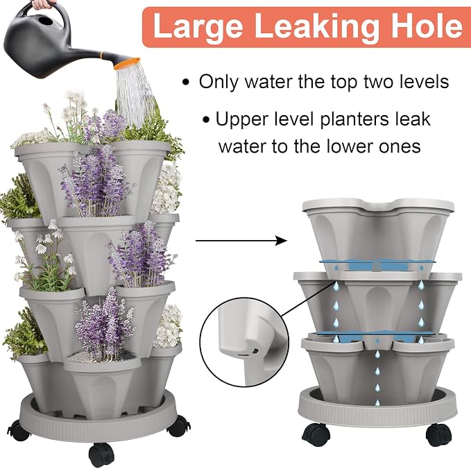 DUNCHATY Stackable Planter, Vertical Garden Planter - Image 4