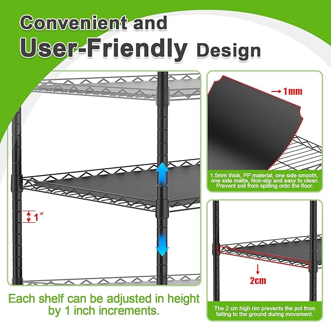 Abimars 5-Tier Greenhouse with Caster Wheel, Each Shelf Height Adjustable Metal - Image 3