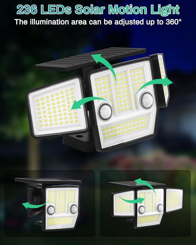 Solar Outdoor Lights with Stakes, 2500LM 180° PIR Motion Sensor, 360° Wide - Image 4