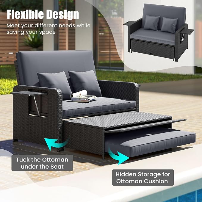 HAPPYGRILL Patio Rattan Wicker Daybed - Image 3