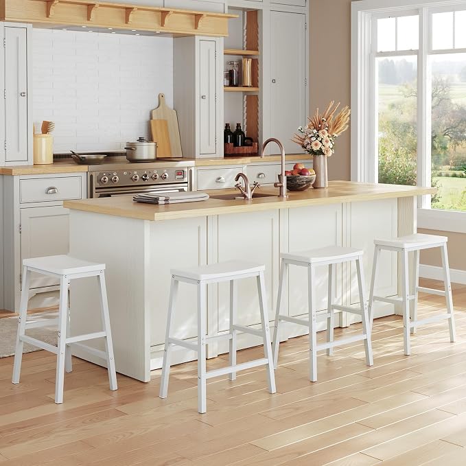 HOOBRO Bar Stools, 23.6 Inch Saddle Stools, Kitchen Counter Seat - Image 2