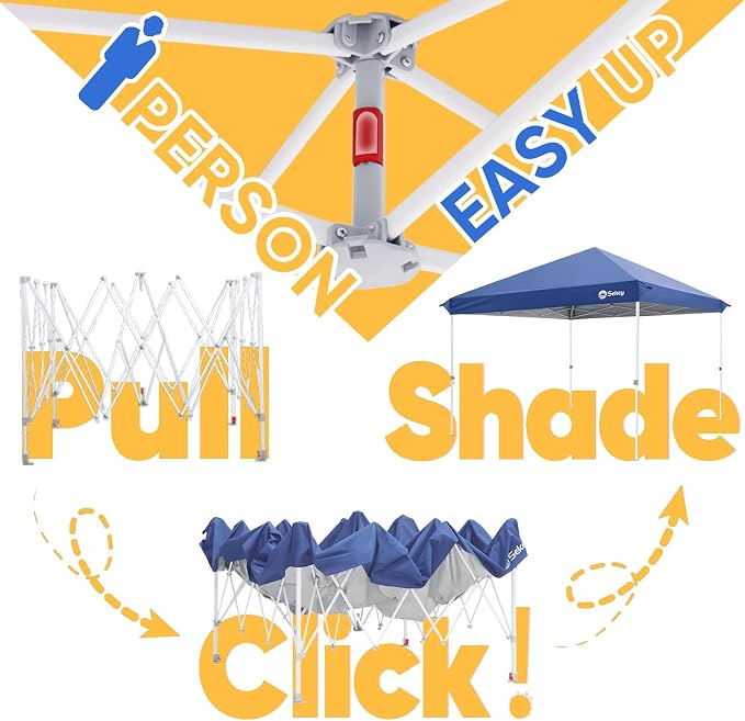 Sekey 10x10 Instant Pop Up Canopy – One Push Setup Easy Up Gazebo; 99% UV - Image 2
