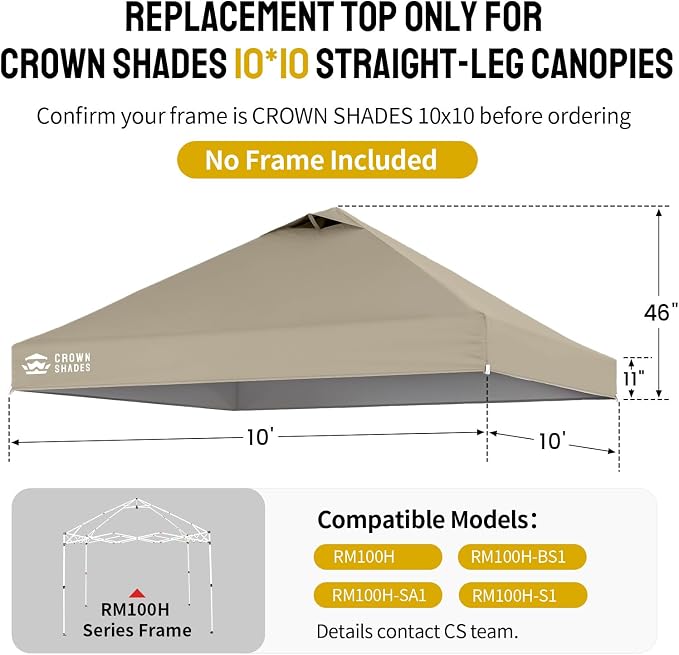 CROWN SHADES 10x10 Canopy Replacement Top - Image 3
