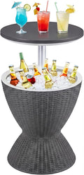 Tangkula Outdoor Cool Bar Table, Rattan Patio 8 Gallon Beer & Wine Cooler by TANGKULA