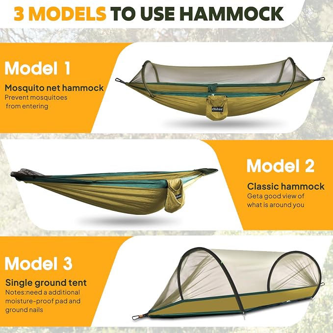 Chihee Ultra-Light Travel Camping Hammock Pop-up Net Hammock 660lbs Load - Image 4