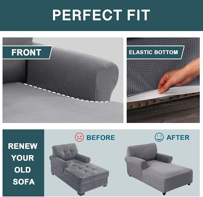 FantasDecor Chaise Lounge Cover Stretch Chair Lattice Slipcover - Image 6
