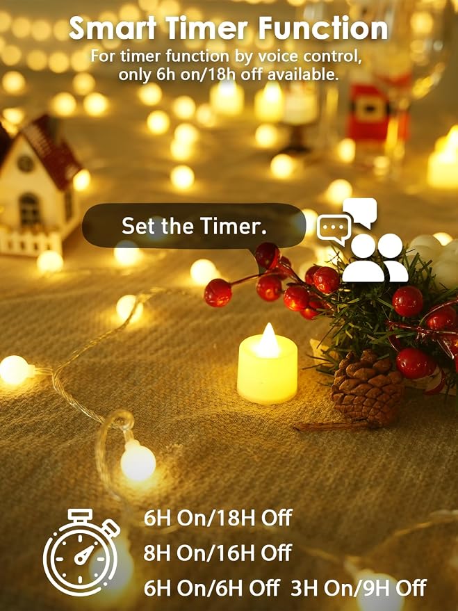 LORRYTE 2026 New Connectable 43FT Smart Voice Controlled Globe String Lights - Image 8