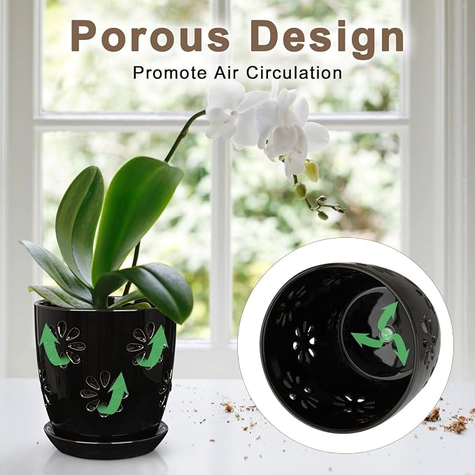 Oairse 6 inch Orchid Pots with Holes, Indoor Plant - Image 4