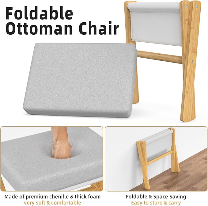 Foldable Foot Stool Ottoman, Modern Foot Rest - Image 5