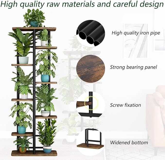 LINZINAR Plant Stand 8 Tier 9 Potted Multiple Flower Pot Holder Shelf Indoor - Image 4