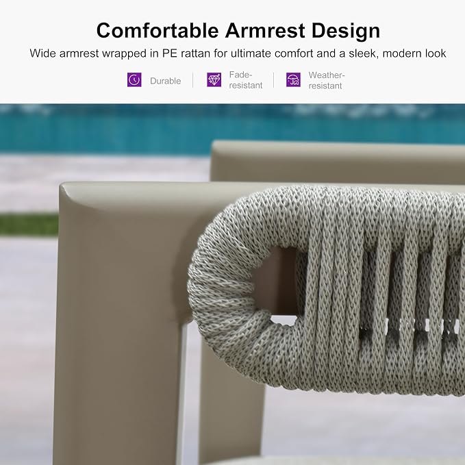 PURPLE LEAF Outdoor Bar Height Bar Stool Set of 2 Rattan Bar Chair - Image 9