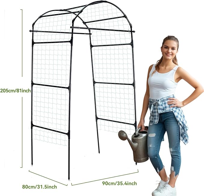 Lalahoni Garden Arch Trellis for Climbing Plants Outdoor, 80 Inch Tall Grape - Image 5