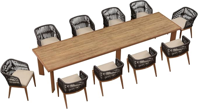 PURPLE LEAF 11 Pieces Large Outdoor Dining Set Patio Extended Upgrade Table and by PURPLELEAF