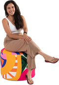 Jaxx Spring Indoor/Outdoor Bean Bag Pouf Ottoman, Zuri Multicolor Pattern by Jaxx