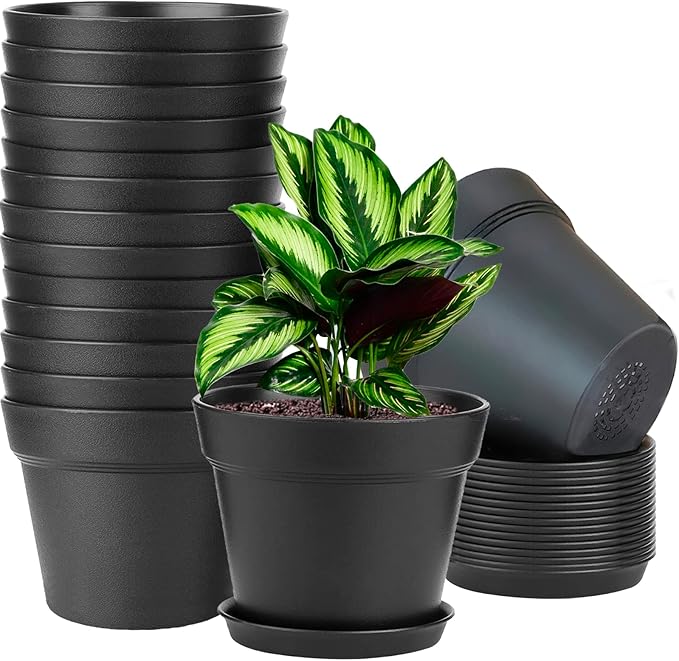 WOUSIWER 16 Pack 6 inch Plastic Planters by WOUSIWER
