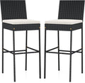 Tangkula Set of 2 Patio Wicker Barstools, Outdoor Bar Height Chair w/Soft Seat by TANGKULA