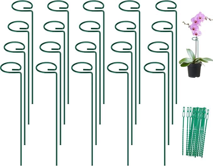 FEED GARDEN 16 Inch 20 Pack Plant Support Stakes, Metal Garden Flower Stakes by FEEDGARDEN