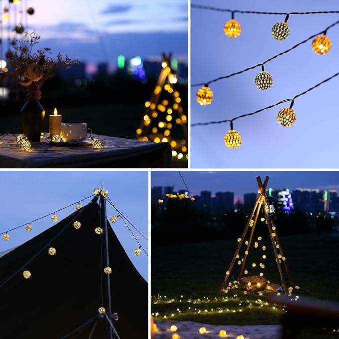 Solar String Lights Outdoor 60LED Moroccan Fairy Lights - Image 5