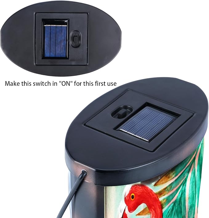 Hanging Solar Lantern Outdoor Waterproof Flamingo Solar Lights Glass Tabletop - Image 7