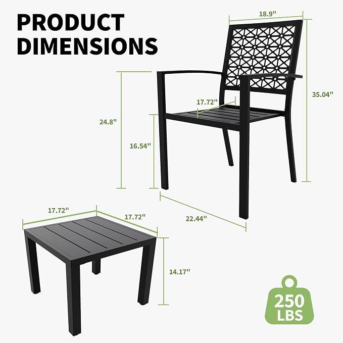 GAOMON 3 Piece Patio Bistro Set, Outdoor Patio Furniture Set - Image 3