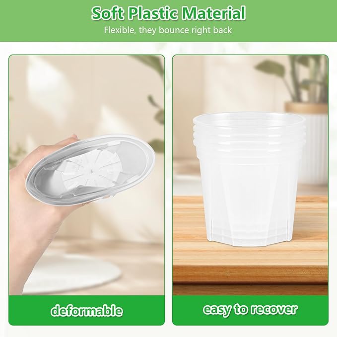 5 Set 7 Inch Transparent Plastic Garden Pots - Image 5