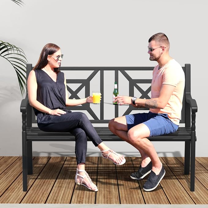 SHGJ&SOFT Outdoor Bench, Garden Bench, Outdoor Metal Frame Patio Park Bench - Image 7