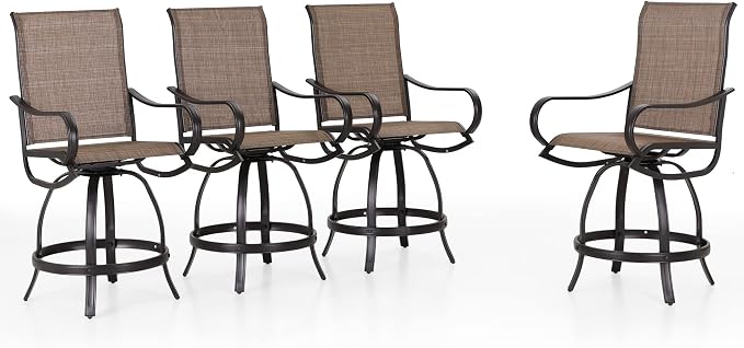 PHI Villa Outdoor Swivel Bar Stools Set of 4, Counter Height Patio Chairs - Image 7