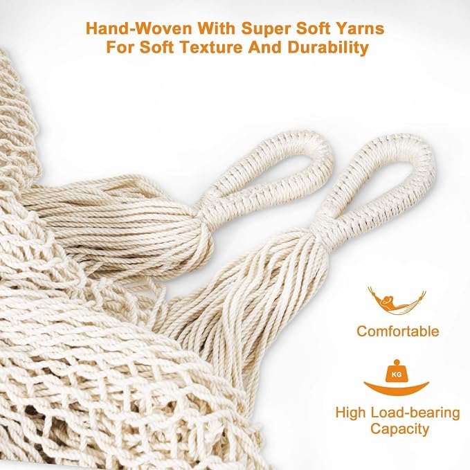 Lazy Daze Hammocks Handwoven Mayan Hammock, 10.5 FT Soft Rope Double Hammocks - Image 3