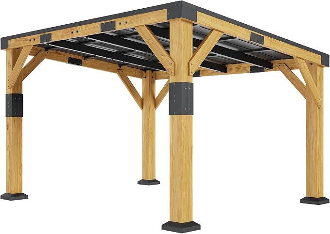 Jocisland 10x12x8 FT Cedar Wood Carport, Heavy Duty Canopy Carport - Image 8