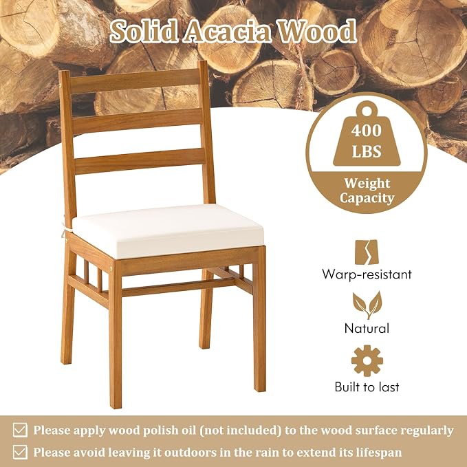 Tangkula 6 Pieces Patio Acacia Wood Dining Set, Outdoor Rectangular Table - Image 8