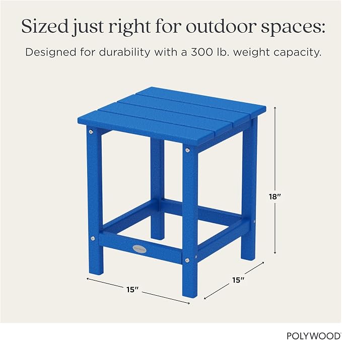 POLYWOOD Long Island 18" Side Table, Pacific Blue - Image 3