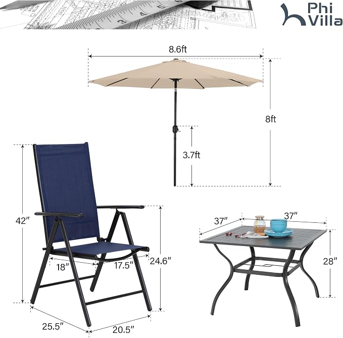 PHI VILLA Outdoor Patio Dining Set - Image 7