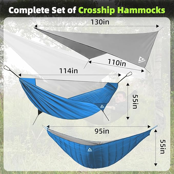 Camping Hammock with Mosquito Net, Underquilt & Rain Fly Tarp – 2 Person - Image 2