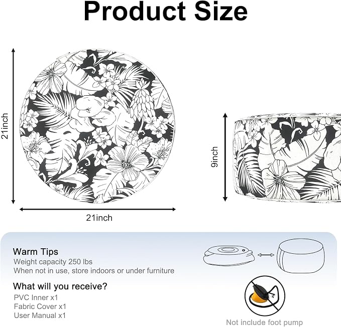 Inflatable Ottoman Stool D21 xH9 - Image 2