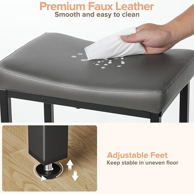 24 Inch Counter Height Bar Stools Set of 2, Compact Counter Stools - Image 4